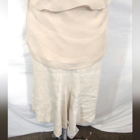 Bebe Skirt +Top Set, Jeweled, Warm Beige, Asymmetrical Hem, open back, S - Picture 12 of 13